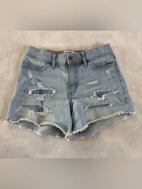 Abercrombie Kids High-Rise Mini Mom Shorts Distressed Light Wash Size 11/12